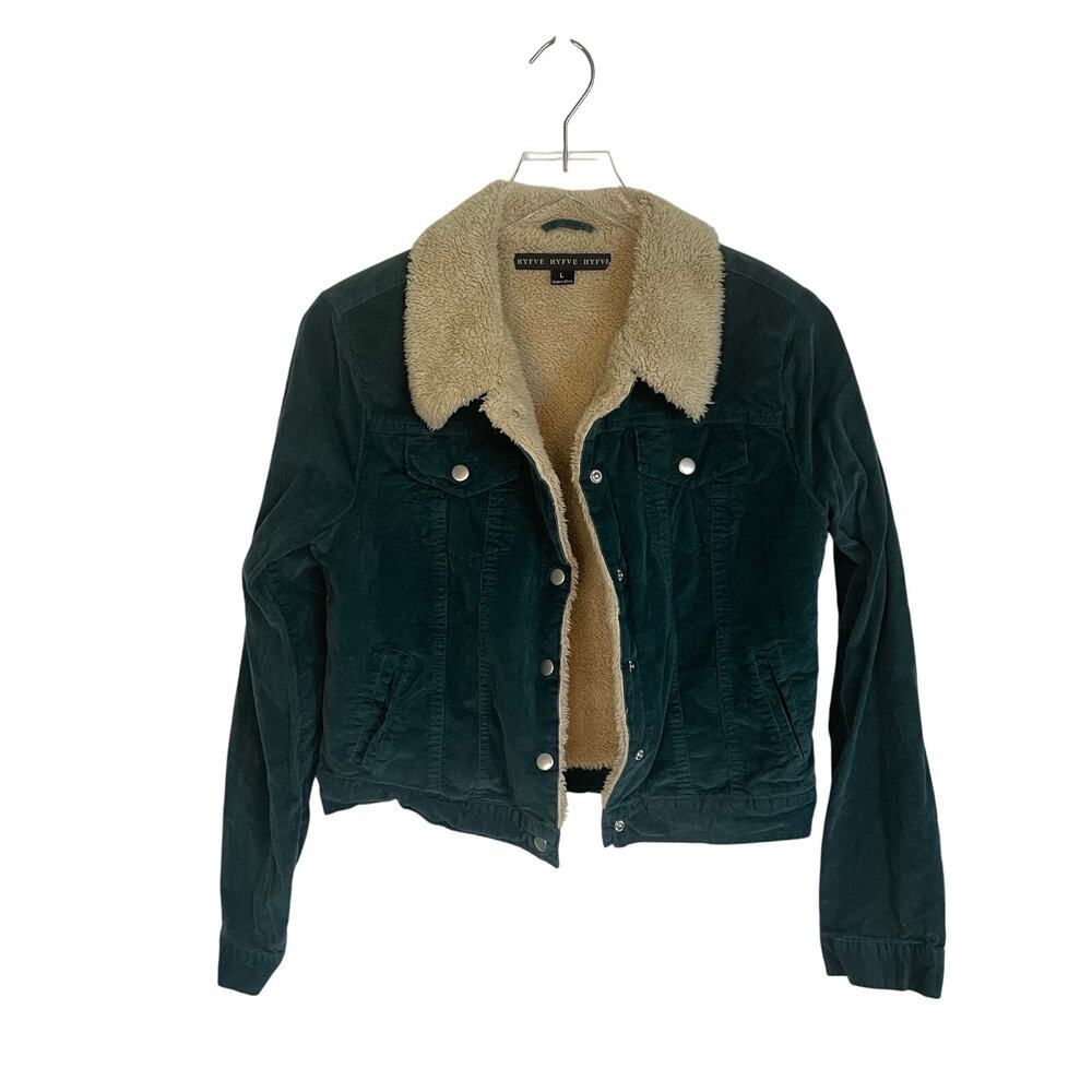 HYFVE Green Corduroy Jacket Sherpa Lined 70s Style Jacket Girls Size Large